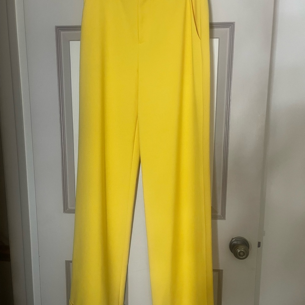 Alice + Olivia Yellow Wide Leg Pants